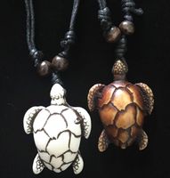 Resin Turtle Pendant necklace Men Women's Imitation Yak Bone Cute Tortoise Surfer Charms Necklaces Clavicle Chains Sweater Chain
