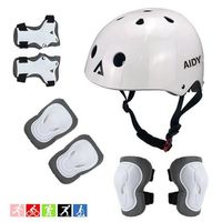 Skating Helmet Protectors Bicycle Pads Safety Strap 7PCS Set, Cycling Rollers Skate Knee Elbow Pad Skating Scooter Bike, Hand Wrist Guard Gear Protection for Kids