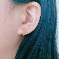 Dangle & Chandelier Pure 18K Rose Gold Earrings Women AU750 Five Star Stud EarringsDangle