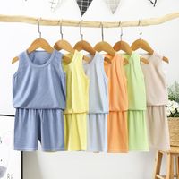 Summer Kids Clothing Sets Children's vest set summer ice silk shaking cotton pajamas mask T home clothes for boys girls