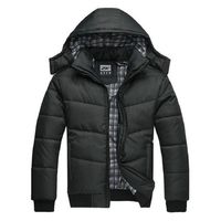 winter jacket men quilted black puffer coat warm fashion male overcoat parka outwear polyester padded hooded Winter coat279y