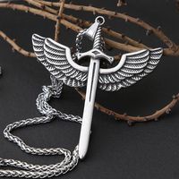 Pendant Necklaces Vintage Angel Holy Sword Stainless Steel Cross Necklace For Men Fashion Jewelry Wing Punk Chain330Q