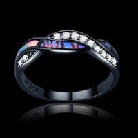 Men CZ Ring Cross Fashion Colorful Shell Black Gold Filled Vintage Wedding Ring for Women Alliance Anel314S