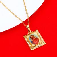 Anhänger Halskette Jungfrau Maria Halskette ohne Sünde bete helle goldene Farbe katholischer Kirchenschmuck für Frauen