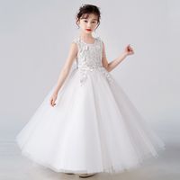 Wedding dress 2022 new children's princess summer flower girl high-end fluffy gauze skirt piano host western style costumes