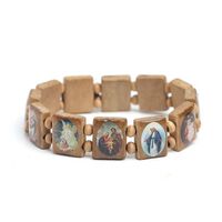 Natural Wooden Catholic Jewelry Christian Jesus Faith Rosary Bracelet Religious Jewelry220S