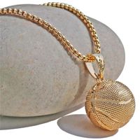 Collar colgante de baloncesto collar de acero inoxidable de oro mujeres Sport Hip Hop Jewelry Basketbol Amantes del fútbol Gift209g