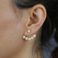 Stud Wholesale Fashion Double Sided Design Party Jewelry Micro Paved Cz Flowers Claw Typer Women Front And Back Earring 2022Stud