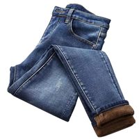 Jeans pour femmes femmes haute taille thermique doublure denim pantalon de denier extensible pantalon skinny din889