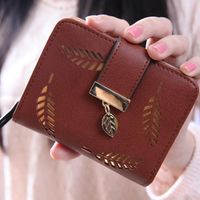 Wallets Women Leaf Bifold Wallet Leather Clutch Card Holder ...