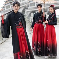 Etnik Giyim Çin Geleneksel Çift Hanfu Nakış Üstleri Etek hırka sahne Performans Halk Dans Elbisesi Antik Kılıç ustası kostüm