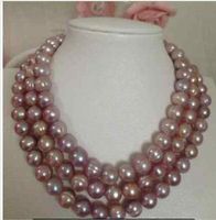 Long 48&#039;&#039; Natural 9-10mm Real South Sea Pink Lavender Baroque Pearl Necklace AA