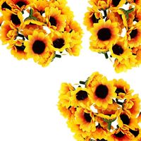 Dekorativa Blommor Kransar 300 st Artificiell Solros Liten Daisy Gerbera Flower Heads for Wedding Party Decor (Yellowcoffee)