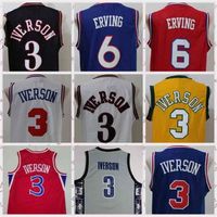 Mit68 2021 Vintage Men Retro Basketball Jersey Allen 3 Iverson Shirts Julius 6 Erving Black blue white Size S-2XL