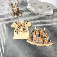 kid girl summer clothing sets waist+brown kilt set 110-160cm fashion designer boutique clothes wholesale popular 2022