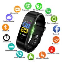 Versión global Bluetooth Smart Watch AMOLED Sport Pulsera de pulsera 115 más Pedómetros impermeables para la salud de la banda inteligente273m
