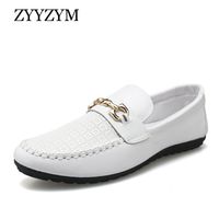 Zyyzym Spring Autumn Men Zapatos casuales Tendencia de cuero Versátiles de mocasines simples #D09 220708