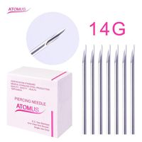 New 100Pcs/Box 14G 16G 18G Disposable Tattoo Sterile Body Piercing Needles Ear Nose Navel Nipple for Body Art Tattoo Supplies304G