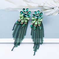 Dangle & Chandelier Colorful Crystal Long Metal Chain Drop Earrings High-Quality Luxury Fashion Rhinestone Jewelry Accessories For WomenDang