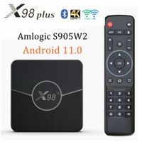 X98 Plus Boîte TV intelligente Android 11 4GB RAM 64GB 32GB AMLOGIQUE S905W2 2.4G / 5G Double WiFi BT 4K 60FPS LAN 100M SET TOP BOX 2GB 16 Go