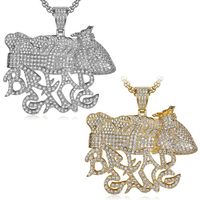 Iced Out Gold Silver Plated BREAD GANG Pendant Necklace Micro Zircon Charm Men Bling Hip Hop Jewelry Gift269G