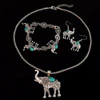 Earrings & Necklace Fashion African Jewelry Sets For Women Vintage Silver Color Elephant Pendant Bracelets Jewellery GiftEarrings
