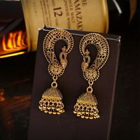 Dangle & Chandelier Vintage Antique Gold Peacock Hollow Gypsy Earrings For Women Ethnic Boho Afghan Bells
