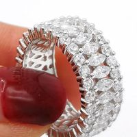 Anelli a grappolo marchio 925 anello sterling argento lussuoso pietra piena marcia brillante di fidanzamento con diamante taglio per donna gioiello