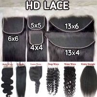 Wholesale 10pcs lot HD Transaparent Lace Closure Straight Hu...