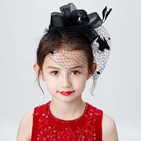 Hair Accessories Baby Girl Vintage Flower Mesh Feather Clip Child Fascinator Top Hat Clips Party Wedding Costume Cocktail Headwears