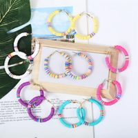Hoop & Huggie Women Circled Earrings Multicolor Flat Round Polymer Loose Spacer Beads Jewelry Bohemian Gift Fashion Accessories