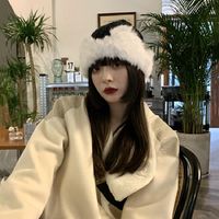 Beanie/Kafatası Kapakları Kadın Taç Şekli Kürk Dekorasyon Yün Şapka Kış Örgü Moda Peluş Sıcak Kadın Şapkaları 2022