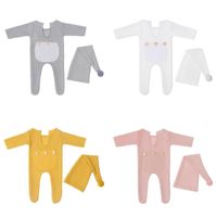 Giyim setleri 2 adet doğumlu POGRAPS props setcrochet kıyafeti bebek romper şapka bebekler po çekim uzun kuyruk kapağı tulum bodysuitclothing