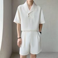 Tracksuits voor heren zomer zwart/beige plaid sets mannen slanke mode casual korte mouwen t-shirt/shorts tweedelige Koreaanse heren korte m-2xlmen's