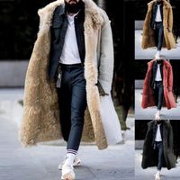 Erkek trençkotlar erkekler caot 2022 kış taklit kürk ceket kalınlaşmış gevşek uzun kollu palto cadde caddesi sokak giysileri topçular