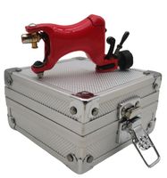 Red Frog Style Tattoo Machine Gun High Power Rotary Motor Tattoo Machines Guns Liner Shader With 1Pc Aluminium Alloy Silver Case Box For Professinal Kits Equipment