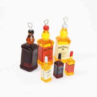 Yamily 10pcs/Resin Wine Charm Dollhouse Drink Liqour Bottle Pendant Children Jewelry For Keychain DIY Necklace Earring Accessory