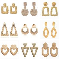 Statement Big Gold Drop Earrings Fashion Vintage Geometric Heart Round Gold Silver Metal Dangle Earring for Women 2019 jewelry2705