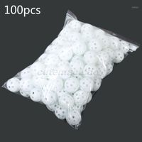 Wholesale- White 100Pcs Pack Plastic Whiffle Airflow Hollow Golf Balls Practice Training Sports Accessories Aids Tool Clubs