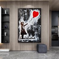 Gemälde abstrakte Banksy Canvas Malerei Kinder und Herzplakate Drucke Quadros Wandkunst Bild Wohnzimmer Wohnzimmer Dekor Cuadros