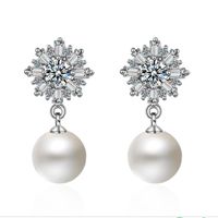 Moda coreana Luxury Pearl Pends Pendientes para mujeres Cereta de nieve brillante Cz Cz Cirón Anillos de orejas Joyas