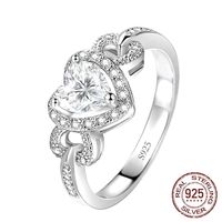 Romantic Heart Design Small 6mm Lab Diamond Rings Silver 925 Promise Engagement Wedding Jewelry Women Gift243i