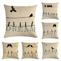Cushion Decorative Pillow 45*45cm Cushion Cover Case Wire Branches Love Pillowcases Bird Gifts Black Swallow Throw Cotton