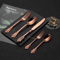 30 Pieces Gold Plated Luxury Cutlery Set Stainless Steel Vintage Western Tableware Sliver Knife Spoon Fork Set Kitchen Utensils 220628