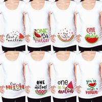 Women's T-Shirt WVIOCE One In A Melong Watermelon Print Women Pregnancy T Shirt Maternity Short Sleeve Top Pregnant Mom Clothes 0183
