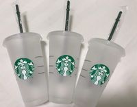 Denizkızı Tanrıça Starbucks 24oz/710ml Plastik Kupalar Tumbler Yeniden Kullanılabilir Açık İçme Düz Alt Sütun Şekli Kapak Saman Kupası