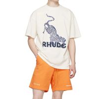 Leopardo estampado rhude thirth 2022 hombres mujeres camiseta rhude camiseta de algodón de algodón de alta calidad