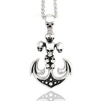 High Quality Men's Vintage Anchor Pendant&Necklace with Skull Design 22in Chain stainless steel pendants jewelry305E