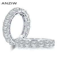 AINUOSHI 925 Sterling Silver 4mm Princess Cut Full Eternity Ring for Women Sona Simulated Diamond Engagement Wedding Band Ring T20299e