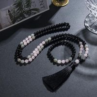 Pendant Necklaces 8mm Black Onyx Rose Quartz Labradorite Beaded 108 Japamala Necklace Meditation Yoga Prayer Men Women Mala Rosary JewelryPe